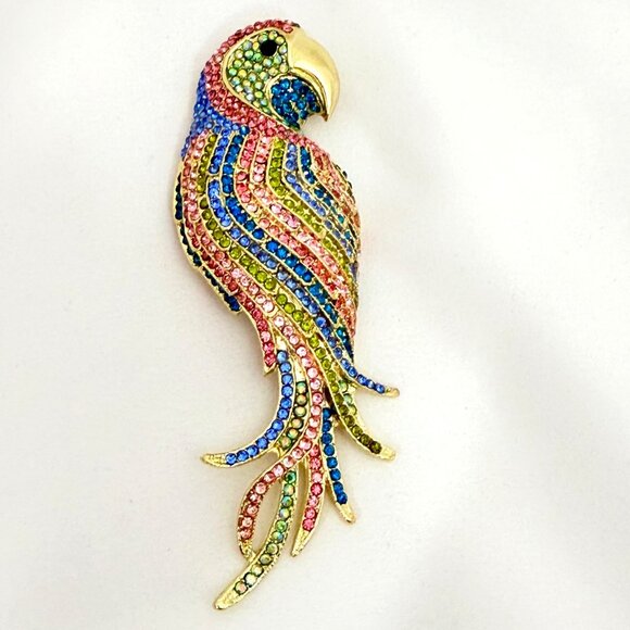 Colorful Large Parrot Brooch - Off Park Collection by JTV with Box - Picture 3 of 12